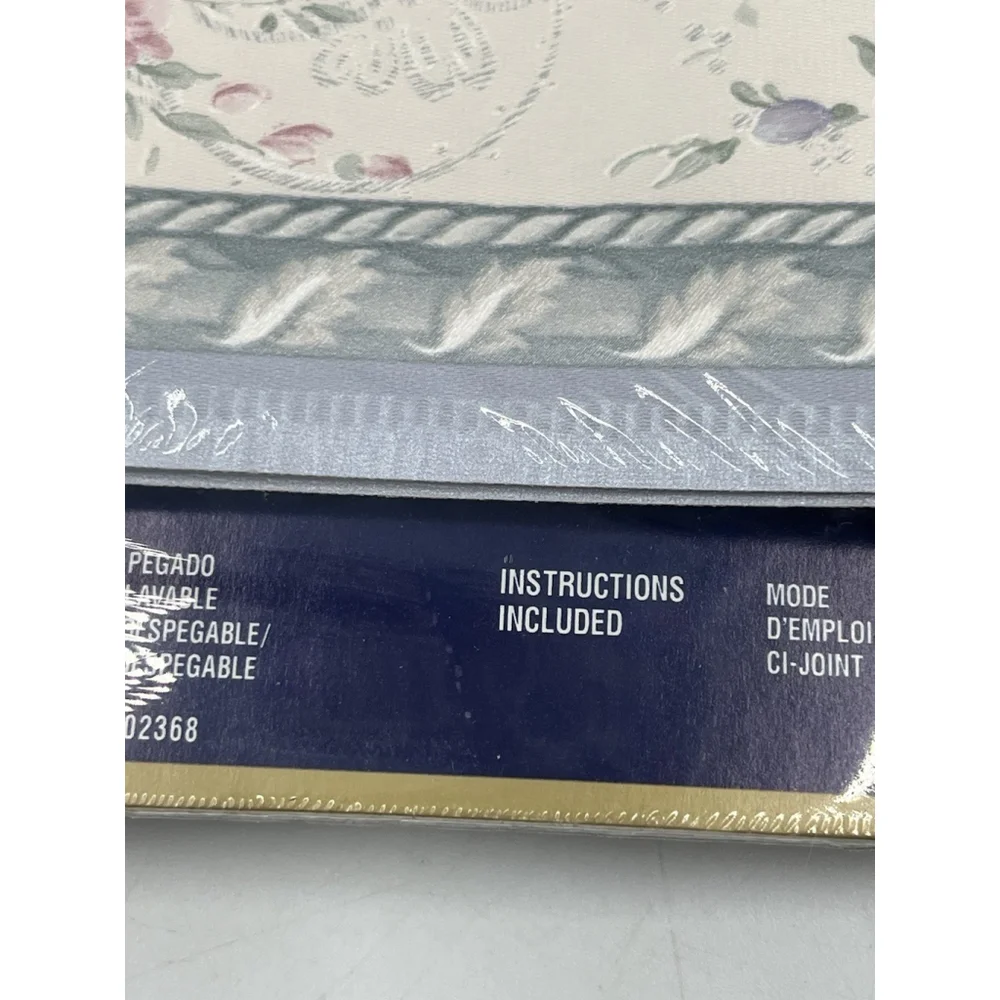 ViNtage Mirage prepasted Wallpaper Border Blue / Pink Flowers 5 yards NEW